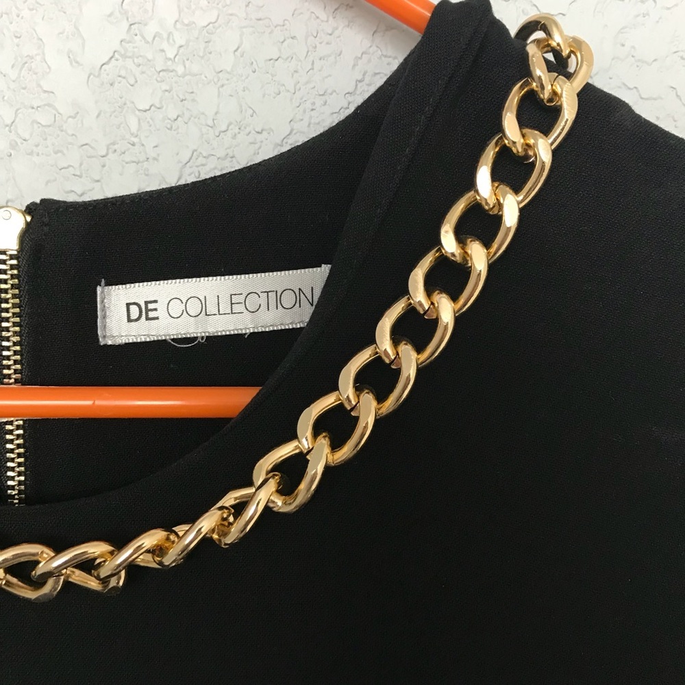 Black dress with built in chain around neck